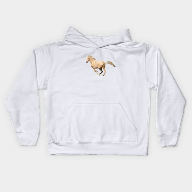 Palomino Low Poly Horse Kids Hoodie by shaldesign